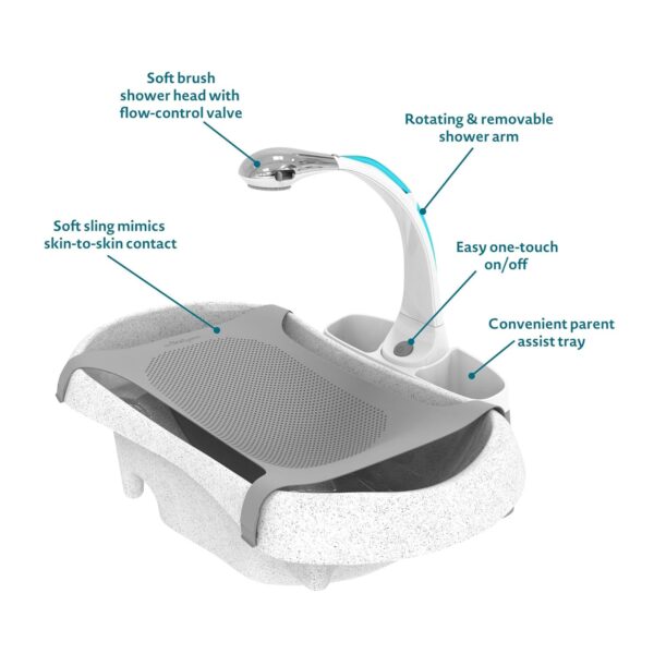 The First Years Rain Shower Baby Bath Tub Set - Includes Convertible Bath Tub and Sling with Soothing Spray - Baby Bath Seat and Spa for Newborn to Toddler - Baby Bath Essentials - Image 7