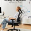 HUANUO Ergonomic Office Chair, High Back Mesh Chair for Big and Tall People with Lumbar Support, Adjustable Headrest and Armrest, Thick Cushion & Tilt Function Recliner for Home Office Black - Image 6