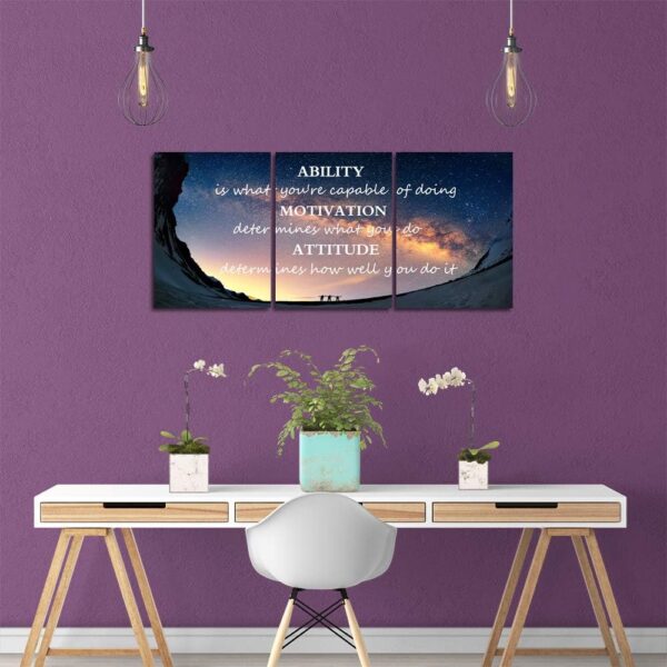 Motivational Quotes Canvas Wall Art Inspirational Ability Motivation Attitude Saying Words Posters Prints Entrepreneur Quote Home Office Bedroom Decor 3 Panels Ready to Hang - 36" W x 16" H - Image 3
