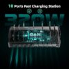 320W Charging Station for Multiple Devices, Zobirez 10-Port USB C Fast Charger Stations for MacBook, iPhone, Android Cell Phone, iPad, Tablet, Family Multi-Device Organizer Charging Dock, Black - Image 5