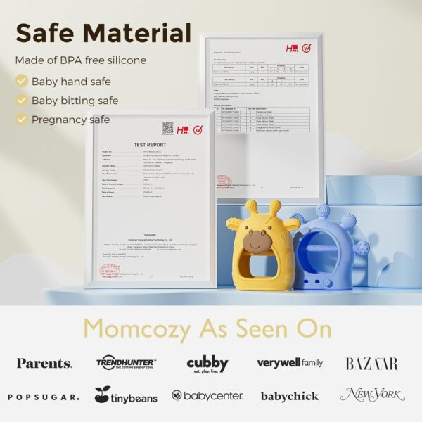 Momcozy Baby Teether Toys | Baby Teething Toys | Baby Teething Relief | Food Grade Silicone Teether Baby Toys | Baby Teether 0-6 Months | Teething Toy 6-12 Months | Baby Essential | Yellow - Image 7