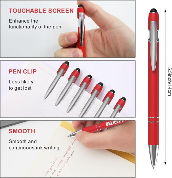 Funny Pens, 12 Pcs Pens Fine Point Smooth Writing Pens, Inspirational Ballpoint Pens with Screens Touch Stylus Tips, Red Ink 1.0 Mm Pens Gift Office Desk Accessories, Motivational Stylus Pens - Image 7