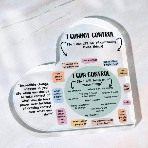 Mental Health Things I Can Control Decor, Mindfulness Decor for Therapy Office Acrylic Heart Gifts, School Counselor Sign Therapist Office Art Decorations for Therapist Office Living Room Bedroom Gift - Image 5