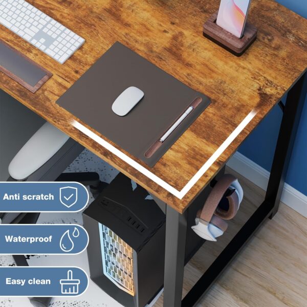 DUMOS 40 Inch Office Small Computer Desk Modern Simple Style Writing Study Work Table for Home Bedroom - Wood Brown - Image 4