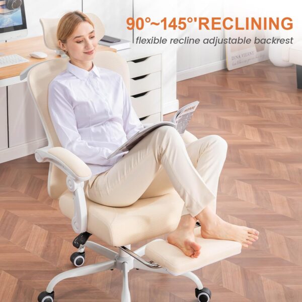 GTRACING Ergonomic High-Back Office Chair with Strong Adjustable Lumbar Support Breathable Mesh Gaming Chair with Wide Seat Footrest Sturdy Computer Desk Chair with SGS Certified Class 3 Gas Cylinder - Image 5