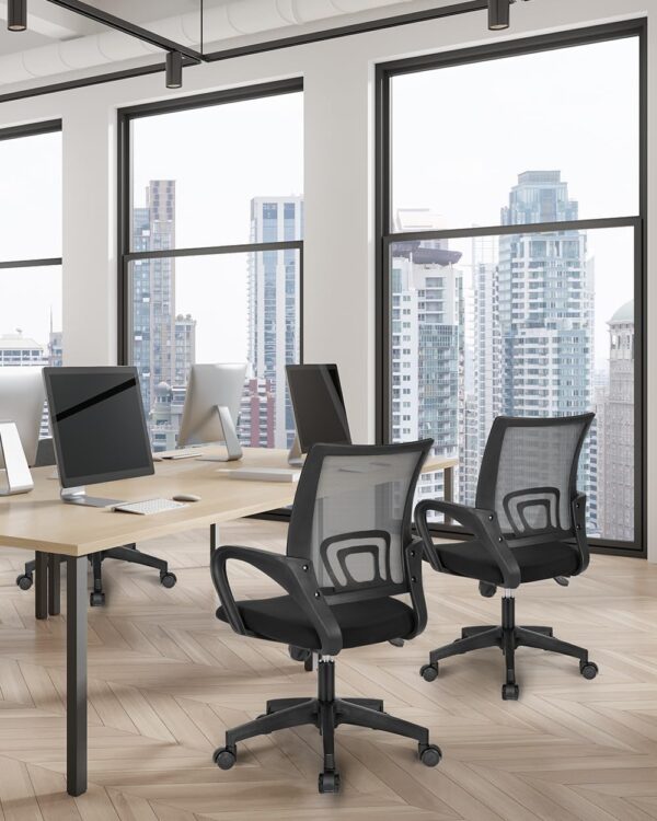 NEO CHAIR Office Desk Computer Chair Ergonomic Mesh Gaming Mid Back Seat with Comfy Lumbar Support Adjustable Height Swivel for Home Task (Black) - Image 2