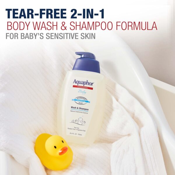 Aquaphor Baby Wash and Shampoo, Unscented Baby Shampoo and Wash, 25.4 Fl Oz Pump Bottle - Image 2