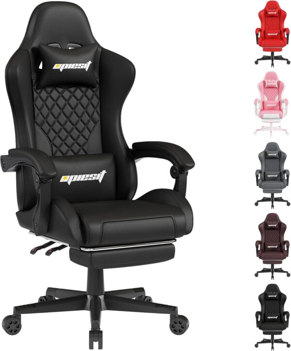 Ergonomic Gaming Chair - Heavy Duty 400lb Capacity Computer Chairs Office Chair for Adults,High-Back Design & Pocket Spring Cushion for Long Hours Sitting - Home & Computer Desk Chair Black