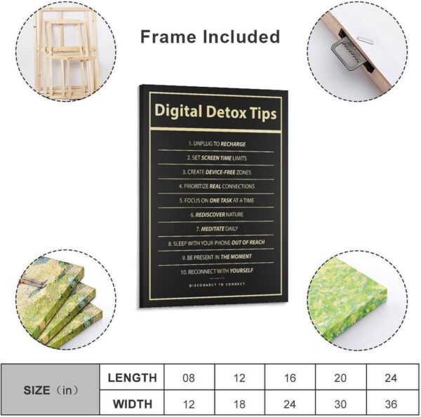 Digital Detox Tips Self-Care Poster Canvas Wall Art Prints Used For Room Decor Office Decor Gifts08x12inch(20x30cm) - Image 2