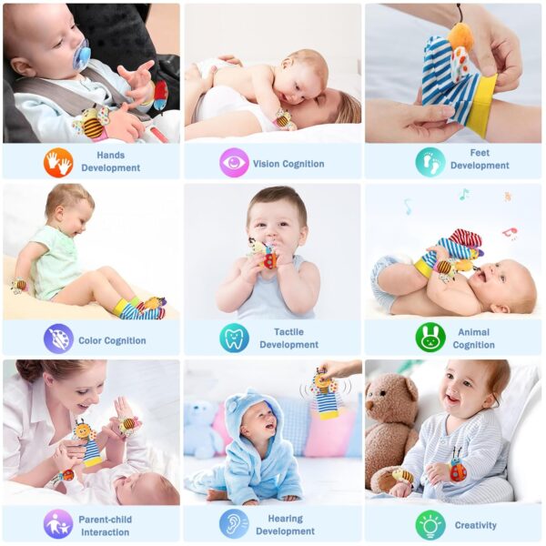 Bloobloomax Baby Rattles Toys for 0-12 Month, Infant Girl Boy Toys for Babies 3-6 Months, Newborn Hand & Foot Toys for 0 to 9 Months, Baby Shower Gifts Set with Wrist Rattle Socks - Image 7