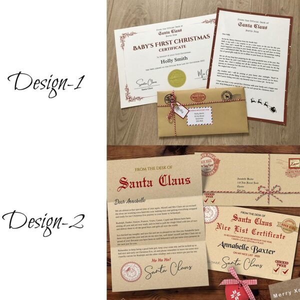 Personalized Vintage Baby's First Christmas Letter & Nice List Certificate from Santa Father Christmas - Ivory Card & Kraft Envelope - Unique Baby Christmas Gift Idea - Image 9