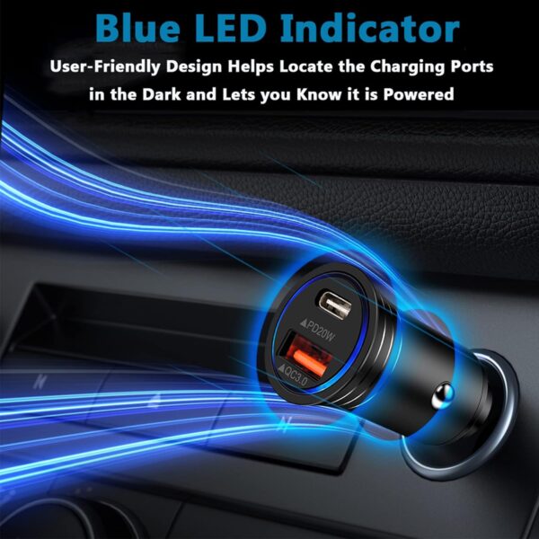 USB C Car Charger, 38W Fast Charge Car Charger Adapter PD&QC 3.0 Dual Port Cigarette Lighter USB Plug for iPhone 16e 16 15 14 13 12 11 Pro Max/Mini SE XR XS X 8,Samsung Galaxy S25 S24 S23 S22 S21 S20 - Image 6