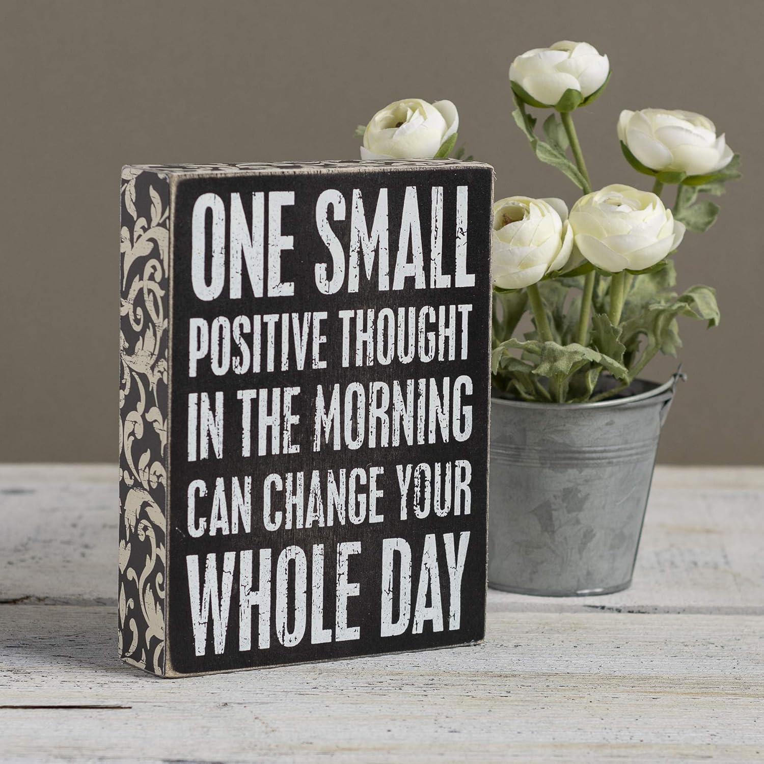 Primitives by Kathy 22675 Floral Trimmed Box Sign, 6" x 8", Positive Thought - Image 2