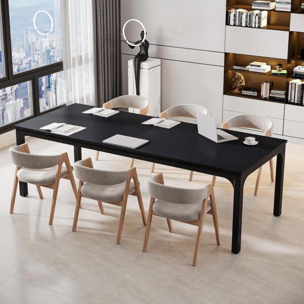 Tribesigns 6.5ft Conference Room Table, 78.74" W x 27.56" D Large Office Meeting Table, Modern Seminar Desk for Boardroom (1, Black) - Image 4