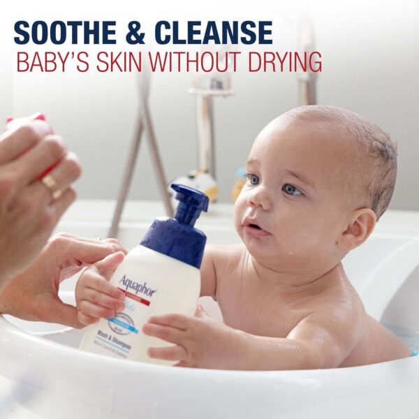 Aquaphor Baby Wash and Shampoo, Unscented Baby Shampoo and Wash, 25.4 Fl Oz Pump Bottle - Image 4