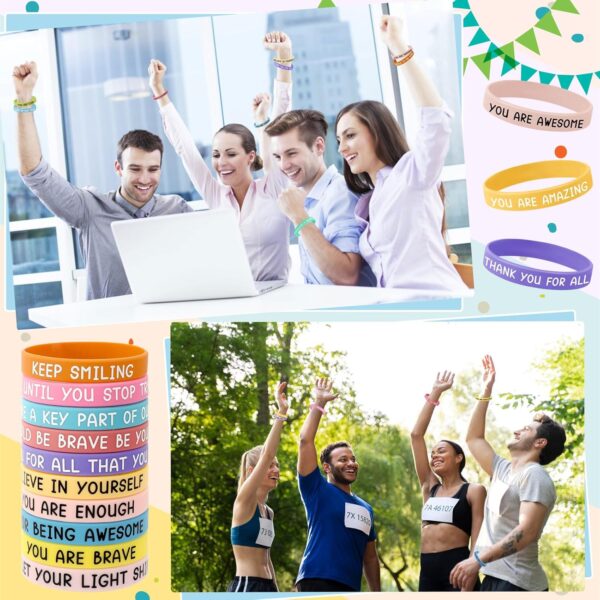 JUNEBRUSHS 120pcs Motivational Silicone Bracelets Bulk Colored Inspirational Rubber Wristbands for Student Back to School Classroom Birthday Party Favor Graduation Gifts Supplies (15 Designs) - Image 6