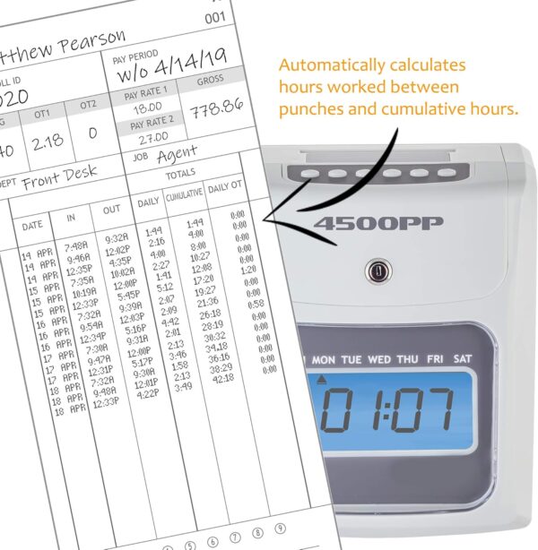Nile Products - Authorized Time Cards for Nile Products 4500PP Compatible [ 4500PP10 ] Electronic Time Clock, Double Sided Time Sheets (3.37 x 7.37 Inches) - 100 Time Cards Per Package - Image 6