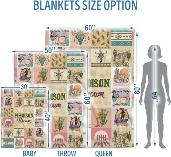 Cowgirl Baby Blankets for Girls, Western Baby Blankets, Personalized Baby Blankets, Pink Western Blankets for Baby Girl, Custom Baby Blankets with Name Plush Fleece Blankets for Newborn Daughter - Image 5