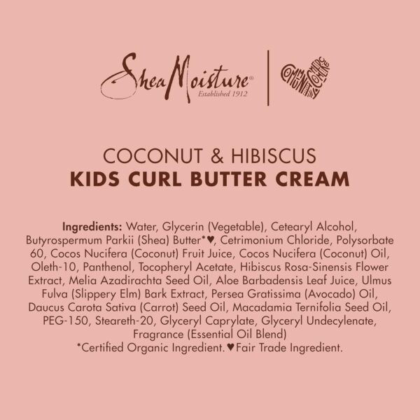 SheaMoisture Curling Styling Cream For Curl Definition Coconut & Hibiscus Curl and Detangle Kids Hair 6 oz - Image 14