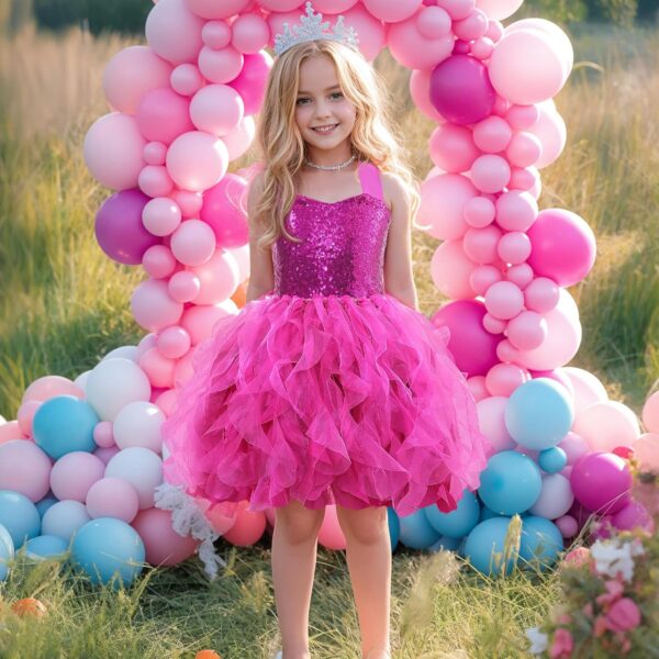 Suppromo Tutu Dress for Girls Sparkly Sequin Tulle Princess Birthday Party Prom Outfit Toddler Girls Sneaker Ball Gown Dress - Image 3