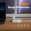 Surge Protector Flat Extension Cord 5Ft, TESSAN Flat Plug Power Strip with 4 Outlets 3 USB Ports (1 USB C), 900 Joules Protection, Multiple Wall Outlet Extender Suitable for Home Office Dorm, Grey - Image 2