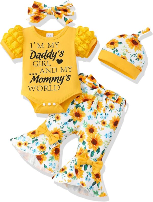 Newborn Baby Girl Clothes Outfits Infant Clothing Ruffle Romper Top Floral Pants Outfit Sets for Baby Girls 0-18M