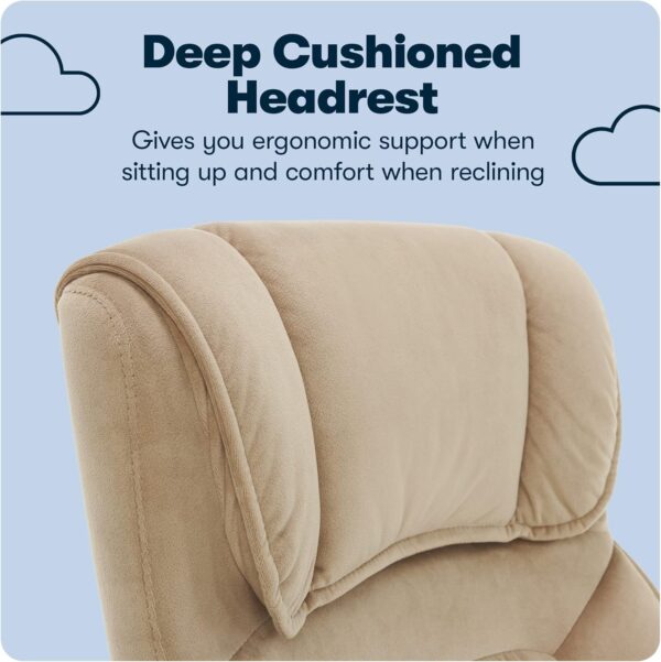 Serta Hannah Executive Home Office Desk Chair, Ergonomic Mid-Back with Lumbar Support, Firm Seat Cushion, Layered Body Pillows, Padded Armrests, Swivel Base, Easy Assembly, Microfiber, Beige - Image 7
