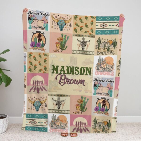 Cowgirl Baby Blankets for Girls, Western Baby Blankets, Personalized Baby Blankets, Pink Western Blankets for Baby Girl, Custom Baby Blankets with Name Plush Fleece Blankets for Newborn Daughter - Image 7