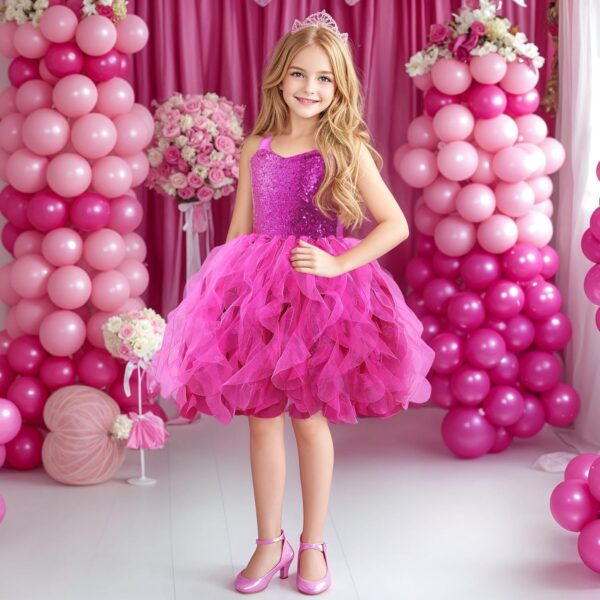 Suppromo Tutu Dress for Girls Sparkly Sequin Tulle Princess Birthday Party Prom Outfit Toddler Girls Sneaker Ball Gown Dress - Image 6