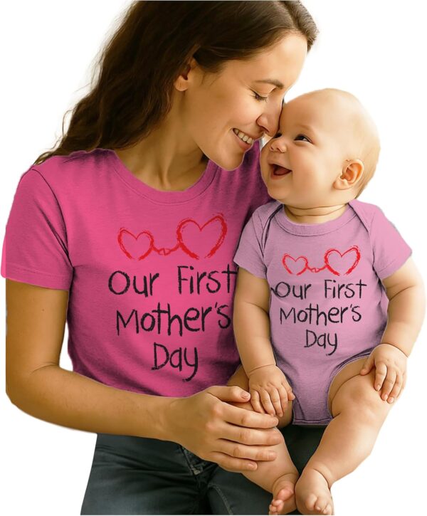 Tstars Our First Mothers Day Baby Outfit Matching Gifts - Mommy and Me Matching Outfits - First Time Mommy Mothers Day Gift