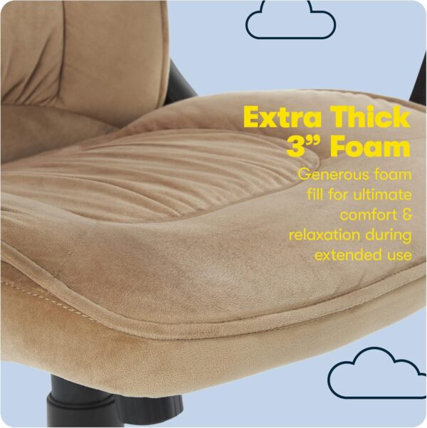 Serta Hannah Executive Home Office Desk Chair, Ergonomic Mid-Back with Lumbar Support, Firm Seat Cushion, Layered Body Pillows, Padded Armrests, Swivel Base, Easy Assembly, Microfiber, Beige - Image 9