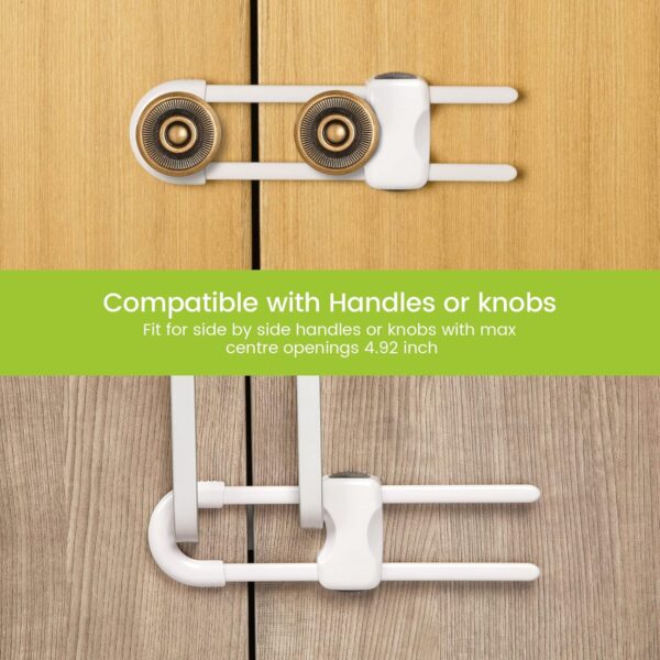 Jetec 10 Pieces Cabinet Locks for Babies, U-Shaped Proofing Drawers Safety Child Locks Adjustable, Easy to Use Childproof Latch for Knob Handle on Kitchen Door Storage Cupboard Closet (White) - Image 3