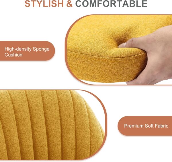 DUMOS Office Desk Chair, Modern Cute Rolling Vanity Swivel Task Chairs with Wheels, Comfortable Back Seat Armless for Home, Bedrooms, Office, Study, Student, Adults, Make-up, Dressing Room, Yellow - Image 3