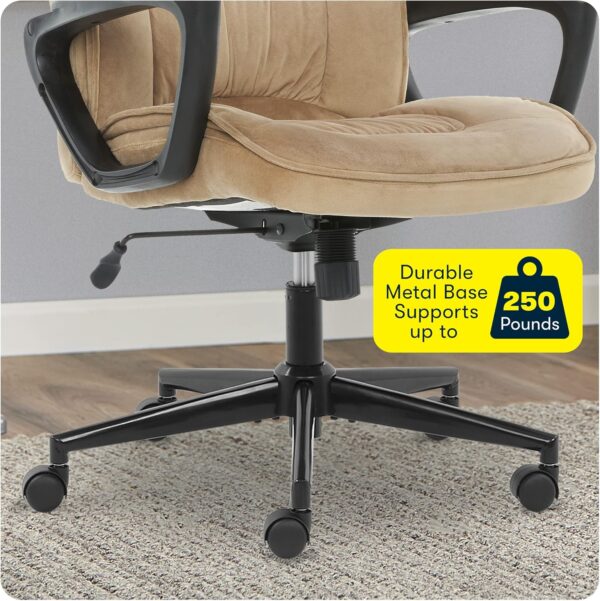 Serta Hannah Executive Home Office Desk Chair, Ergonomic Mid-Back with Lumbar Support, Firm Seat Cushion, Layered Body Pillows, Padded Armrests, Swivel Base, Easy Assembly, Microfiber, Beige - Image 12