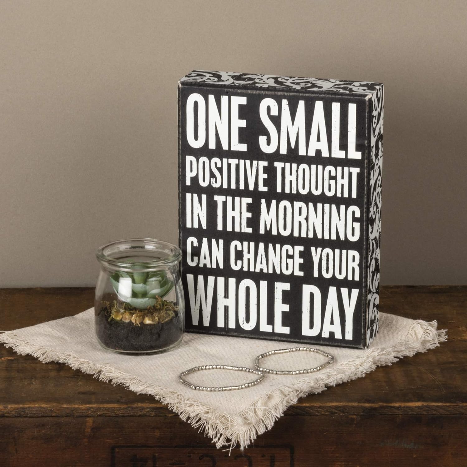 Primitives by Kathy 22675 Floral Trimmed Box Sign, 6" x 8", Positive Thought - Image 4
