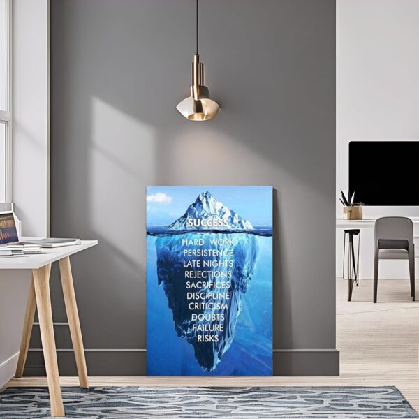 Inspirational Success Canvas Wall Art Blue Iceberg Motivation Quotes Print Poster Picture Artworks For Home school Office Artwork Decor Gift Ready to Hang (12''x 16'' 30 x 40 cm) - Image 4