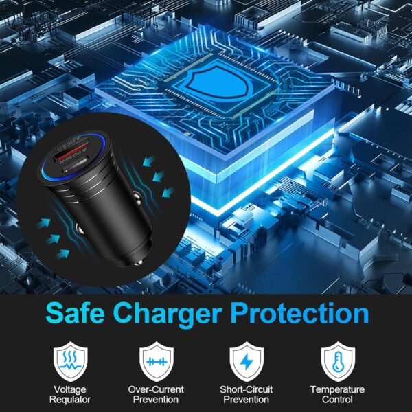 USB C Car Charger, 38W Fast Charge Car Charger Adapter PD&QC 3.0 Dual Port Cigarette Lighter USB Plug for iPhone 16e 16 15 14 13 12 11 Pro Max/Mini SE XR XS X 8,Samsung Galaxy S25 S24 S23 S22 S21 S20 - Image 4