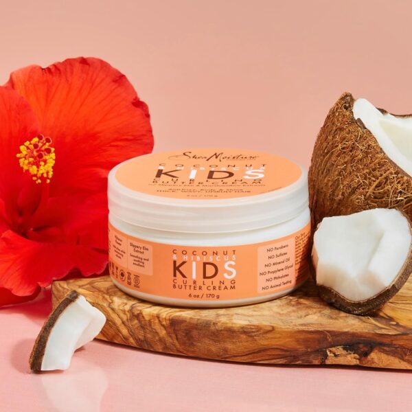 SheaMoisture Curling Styling Cream For Curl Definition Coconut & Hibiscus Curl and Detangle Kids Hair 6 oz - Image 10