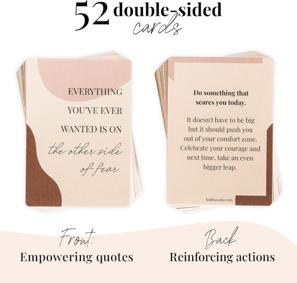 Daily Affirmation Cards for Women - 52 Inspirational & Motivational Cards with Empowering Actions for Girl Boss | Sturdy Double-Sided Deck | Positive Mindfulness Quotes for Meditation & Self Care - Image 3