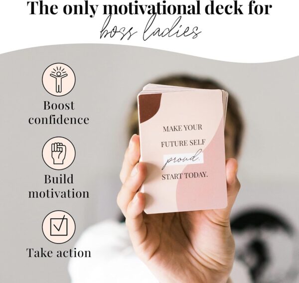 Daily Affirmation Cards for Women - 52 Inspirational & Motivational Cards with Empowering Actions for Girl Boss | Sturdy Double-Sided Deck | Positive Mindfulness Quotes for Meditation & Self Care - Image 2
