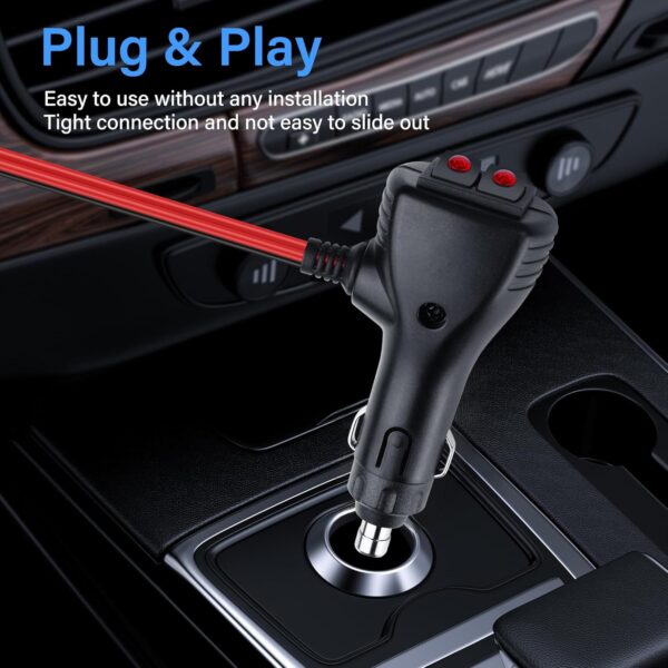 SinLoon 12V Car Cigarette Lighter Splitter Adapter with 2 Independent Switches 16AWG Cigarette Lighter 1 Male to 2 Female Sockets Y Splitter Power Cable with 15A Fuse 0.3M/1FT - Image 5