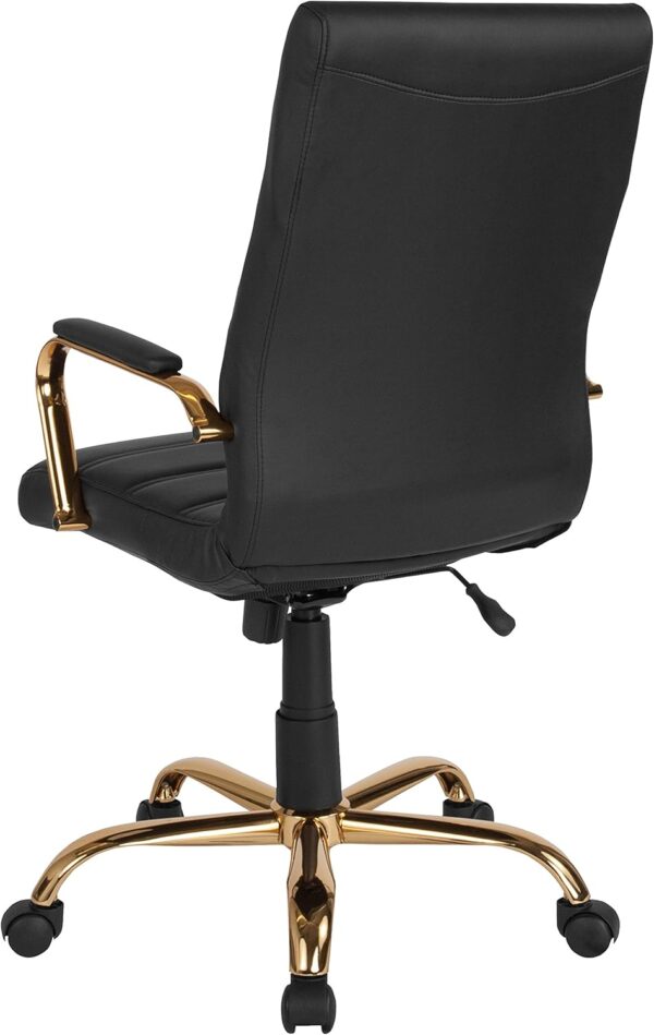 Flash Furniture Whitney High-Back Swivel LeatherSoft Desk Chair with Padded Seat and Armrests, Adjustable Height Padded Office Chair, Black/Gold - Image 5