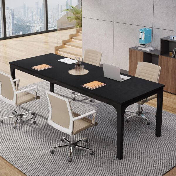 Tribesigns 6.5ft Conference Room Table, 78.74" W x 27.56" D Large Office Meeting Table, Modern Seminar Desk for Boardroom (1, Black) - Image 7