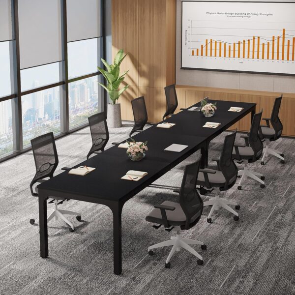 Tribesigns 6.5ft Conference Room Table, 78.74" W x 27.56" D Large Office Meeting Table, Modern Seminar Desk for Boardroom (1, Black) - Image 5