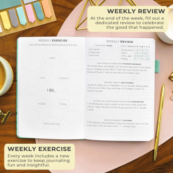 Clever Fox Gratitude Journal – Happiness, Positivity & Affirmation Daily Journal – Inspirational Daily Notebook – 3 Months, A5 (Mint) - Image 4