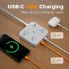 Surge Protector Flat Extension Cord 5Ft, TESSAN Flat Plug Power Strip with 4 Outlets 3 USB Ports (1 USB C), 900 Joules Protection, Multiple Wall Outlet Extender Suitable for Home Office Dorm, Grey - Image 3