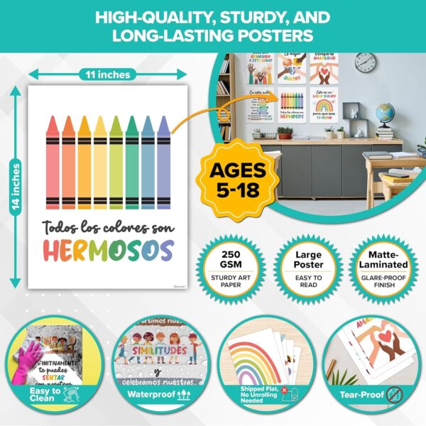 Decorably 12 Diversity Spanish Classroom Posters, 11x14in Matte-Laminated Inspirational Spanish Posters for Classroom High School - Image 2