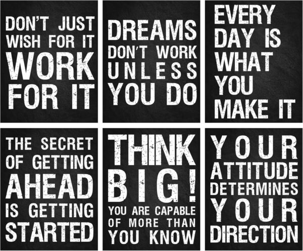 L&O Goods Inspirational Wall Art Decor Posters | Motivational Posters | Positive Quotes & Sayings | Six 8 x 10 Art Prints (Not Framed) Perfect Decorations For Any Room | Set 1