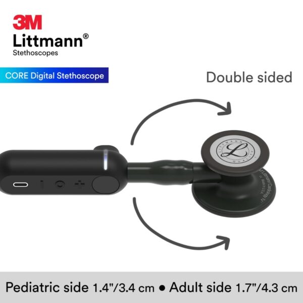 3M Littmann CORE Digital Stethoscope, Our Most Advanced Stethoscope Yet, Up To 40x Amplification, Active Noise Cancellation, In-App Sound Wave Visualization, Black-Finish Chestpiece, 8480 - Image 4