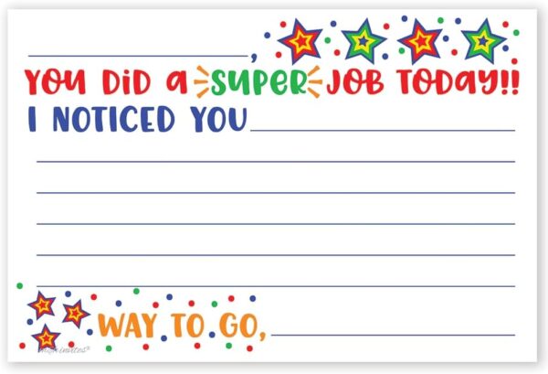 m&h invites Super Job - Teacher Notes to Parents - Classroom Incentive Cards to Send Home - Motivational Good Behavior Cards [Package of 50]